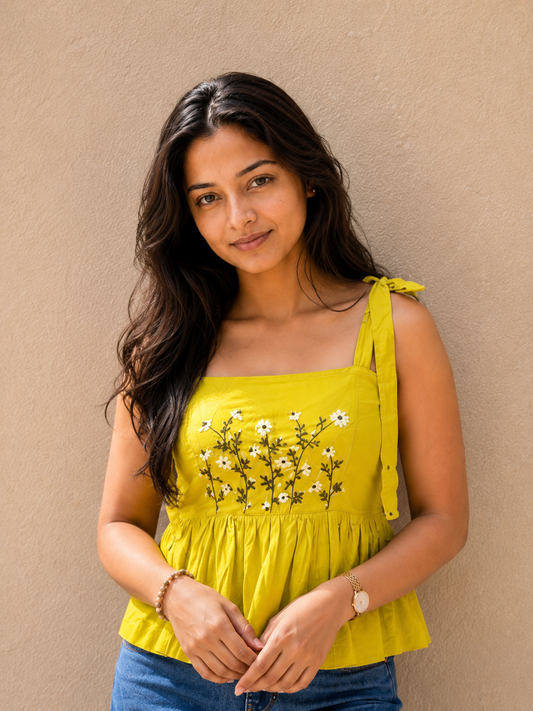 Knotty – Hand-Embroidered Cotton Peplum