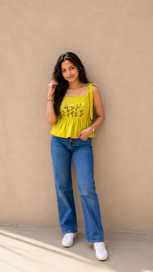 Knotty – Hand-Embroidered Cotton Peplum